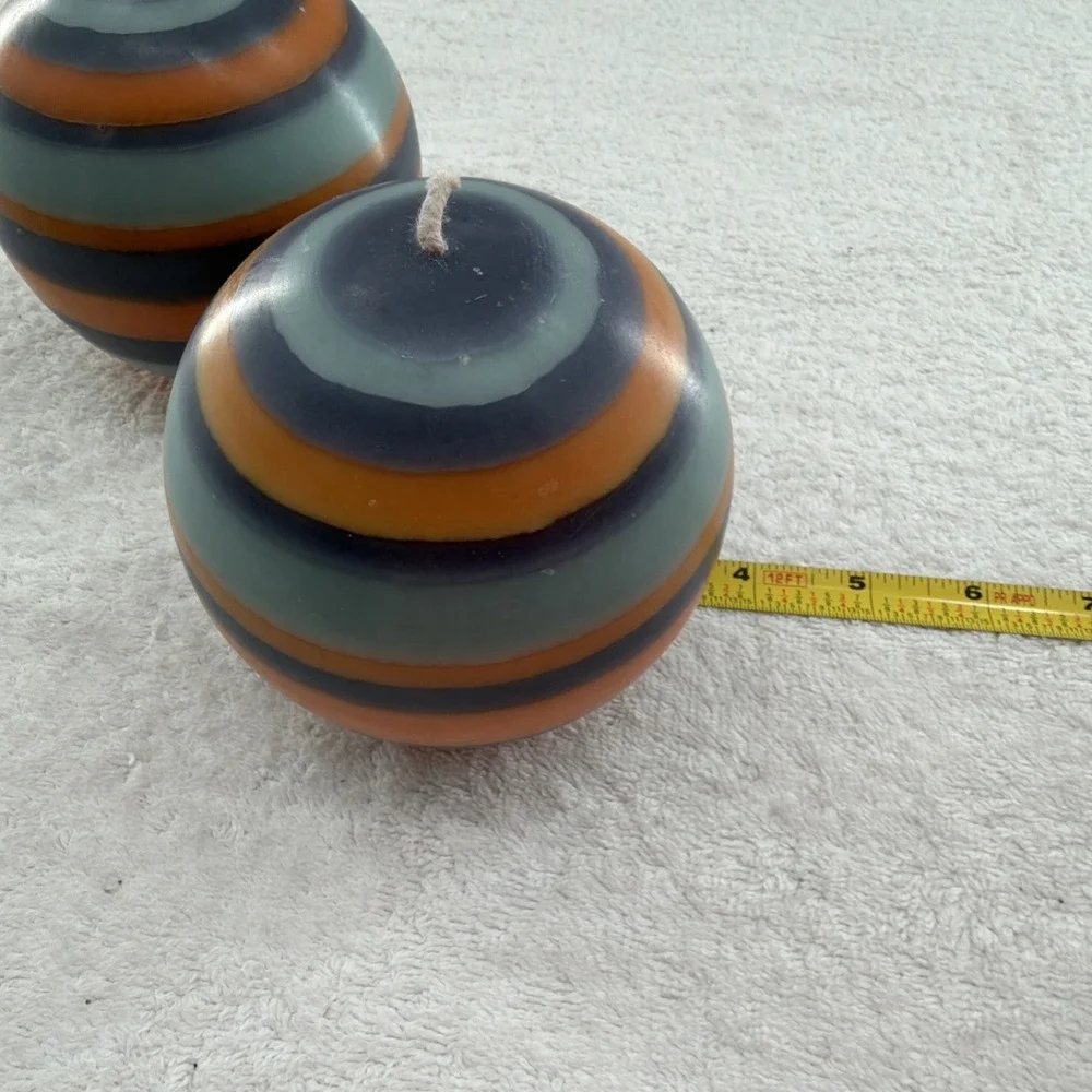 Eco Ball Round Candle Set Of 2 Marigold, Gunmetal and Opaline Made in UK $64 Ret
